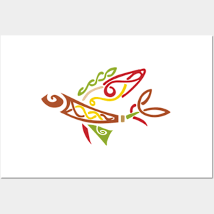 Tribal Flying Fish Posters and Art